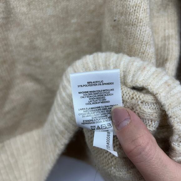 Express x Negin Mirsalehi Neutral Beige  Oversized Cowl Neck Knit Sweater Medium - Picture 6 of 6